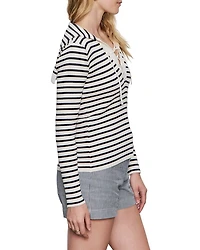 Lace Up Striped Sweater