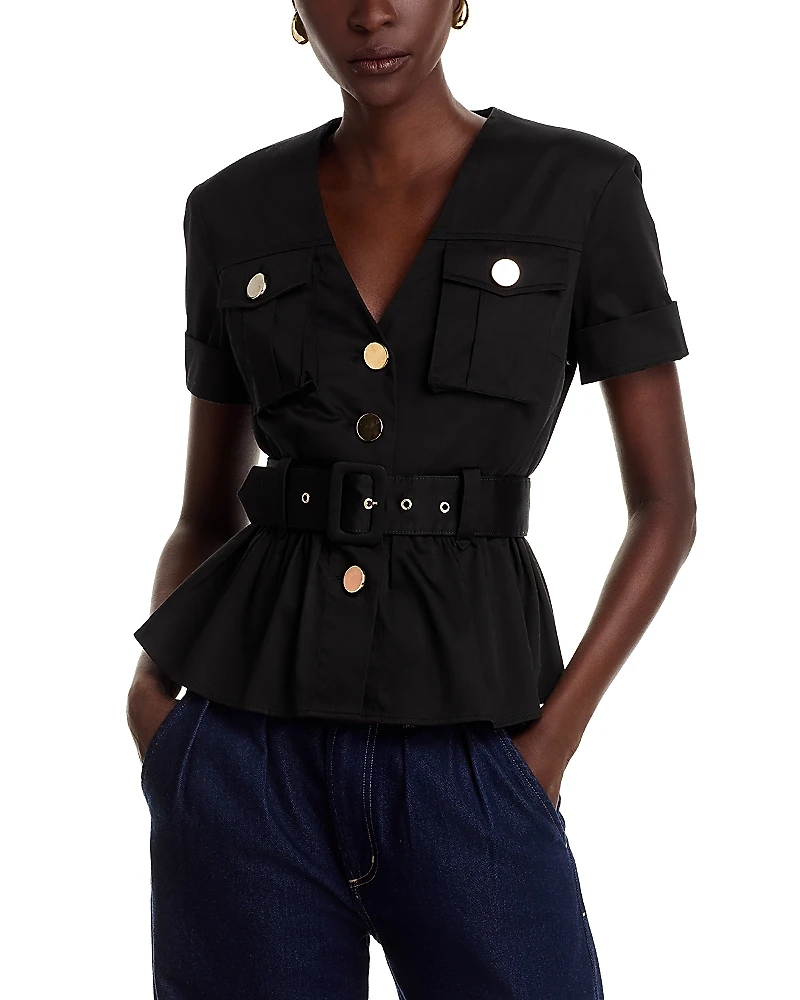 Toccin Ezra Peplum Hem Safari Top