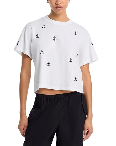 Aqua Haley Anchor Print Tee - Exclusive