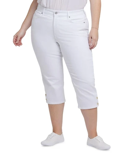 Marilyn Buttoned Cuff Straight Crop Jeans Optic White