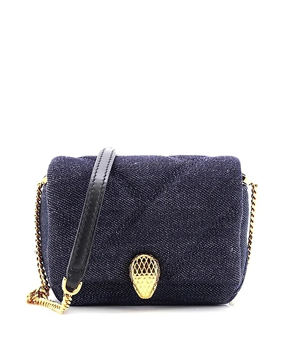 Pre-Owned Bvlgari Micro Serpenti Cabochon Shoulder Bag Diagonal Quilted Denim