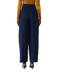 Foldover Waistband Pleated Pants