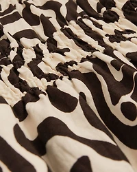 Akari Ruched Mono Print Midi Dress