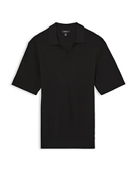 Textured Open Collar Polo Sweater