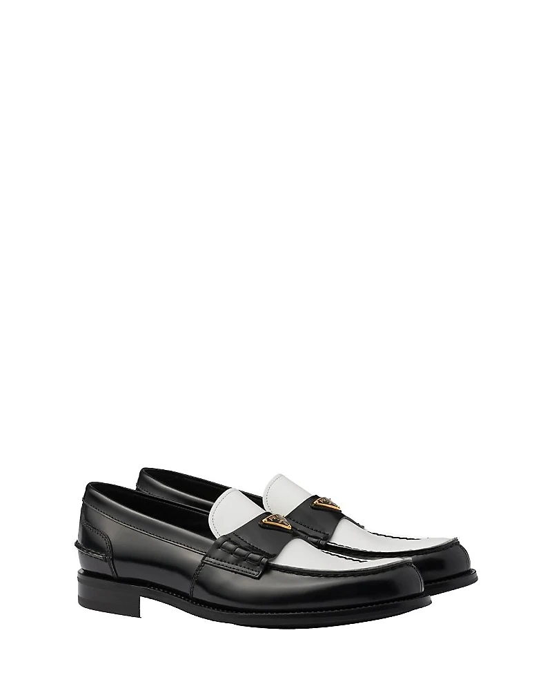 Prada Men's Two-Tone Brushed Leather Loafers
