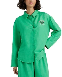 Chinti & Parker Women's Linen-Cotton Peanuts Racquet Club Shirt