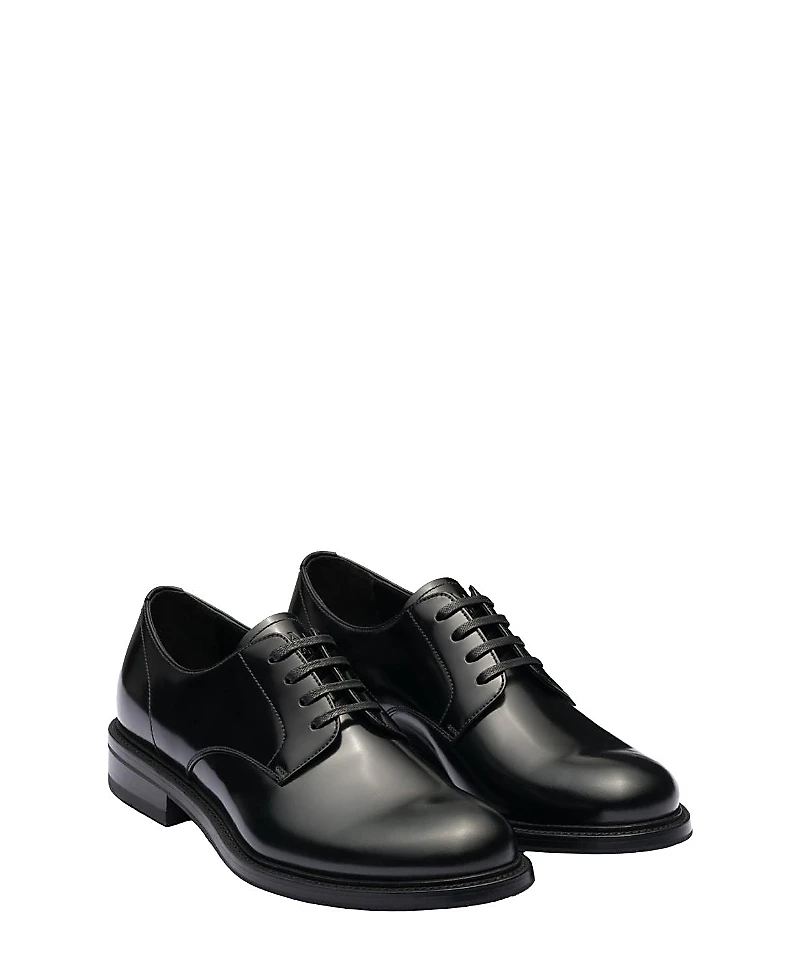 Prada Men's Brushed Leather Lace-Up Shoes