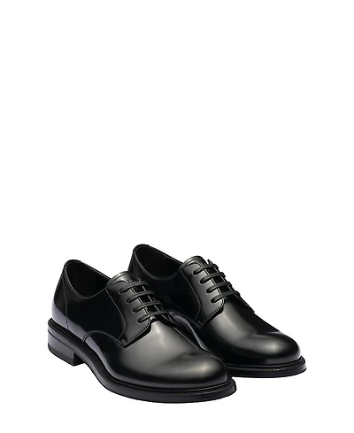 Prada Men's Brushed Leather Lace-Up Shoes