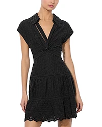 Alice and Olivia Mila Eyelet Deep V Neck Dress