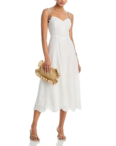 Aqua Eyelet Sweetheart Midi Dress - Exclusive