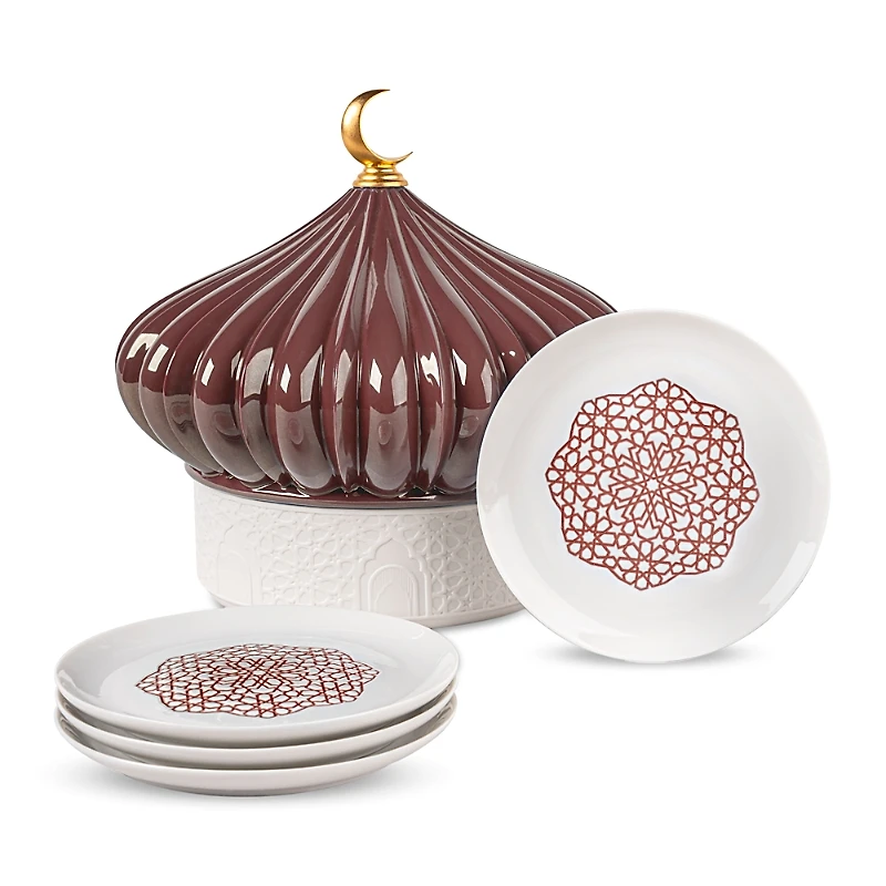 Lladro Majestic Nights Porcelain Box with Set of 4 Plates