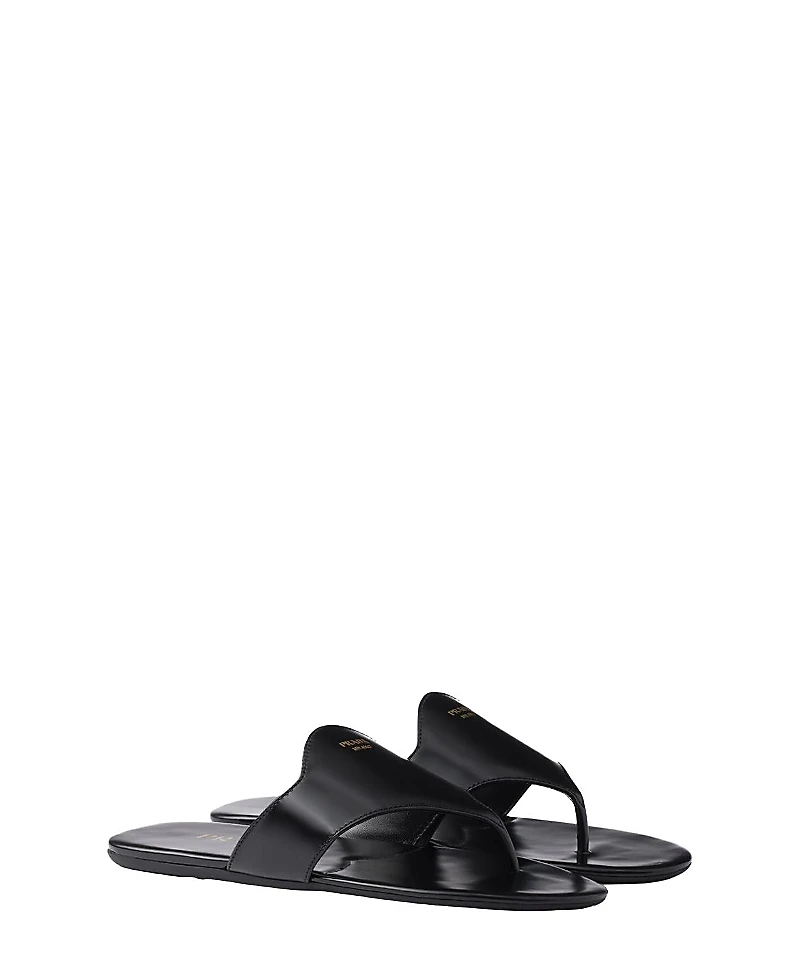 Prada Women's Brushed Leather Thong Sandals