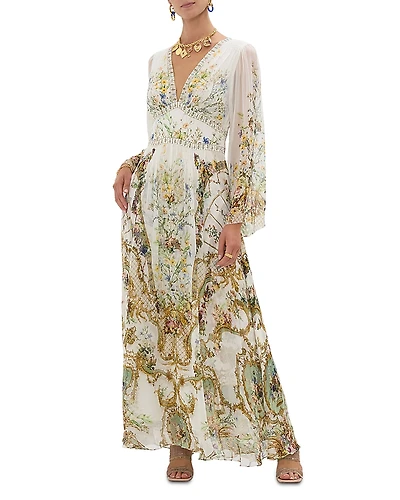 Camilla Silk Floral Flared Sleeve Maxi Dress