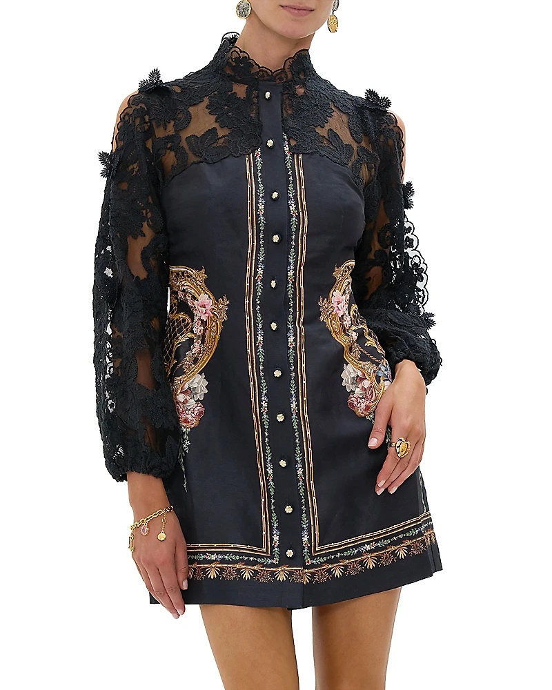 Camilla Lace Mixed Media Mini Dress