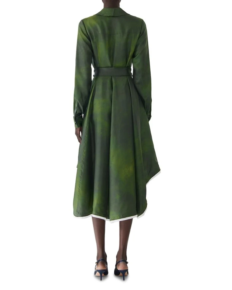 Smudged Canvas Silk Shirtdress