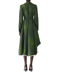 Smudged Canvas Silk Shirtdress