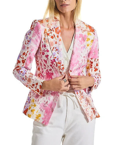Derek Lam 10 Crosby Irina Floral Print Linen Blend Blazer