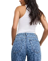 Good Waist Cropped Palazzo Jeans Hibiscus Bloom