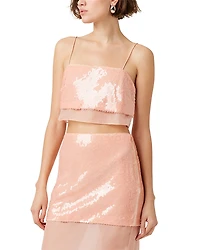 Toccin Gwen Sequin Silk Organza Hem Camisole