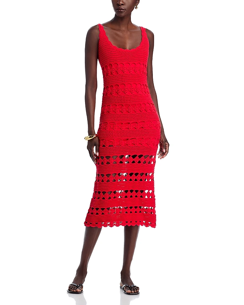 Cara Joan Crochet Scoop Neck Midi Dress
