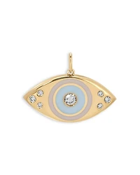 14K Yellow Gold Jumbo Evil Eye Protection Charm with Diamonds, 0.17 tcw
