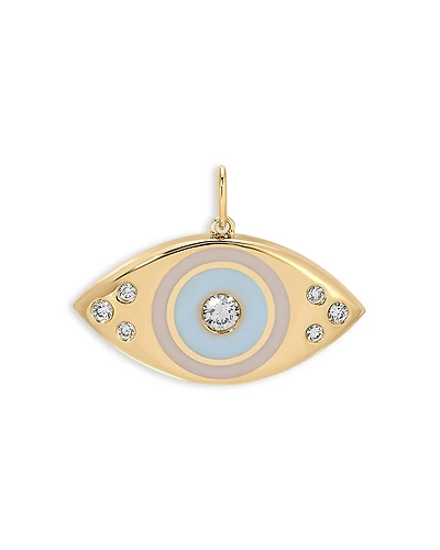 Ef Collection 14K Yellow Gold Jumbo Evil Eye Protection Charm with Diamonds, 0.17 tcw