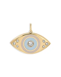 Ef Collection 14K Yellow Gold Jumbo Evil Eye Protection Charm with Diamonds, 0.17 tcw