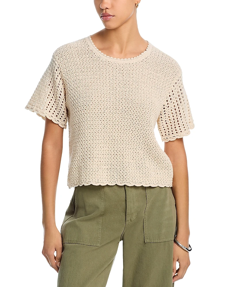 rag & bone Khloe Short Sleeve Open Knit Sweater
