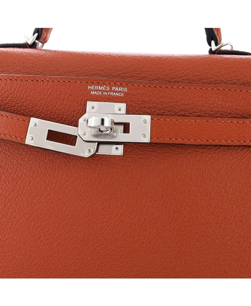 20 Kelly Mini II Amazone Handbag Brown Chevre Mysore with Palladium Hardware