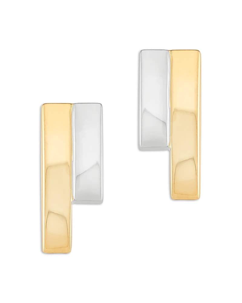 Alberto Amati 14K White & Yellow Gold Double Bar Stud Earrings