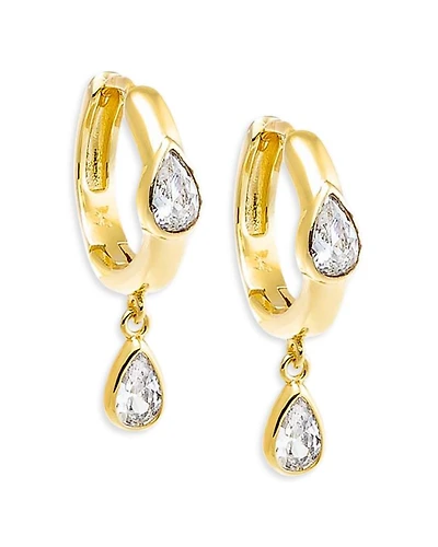 Cubic Zirconia Pear Dangle Hoop Earrings