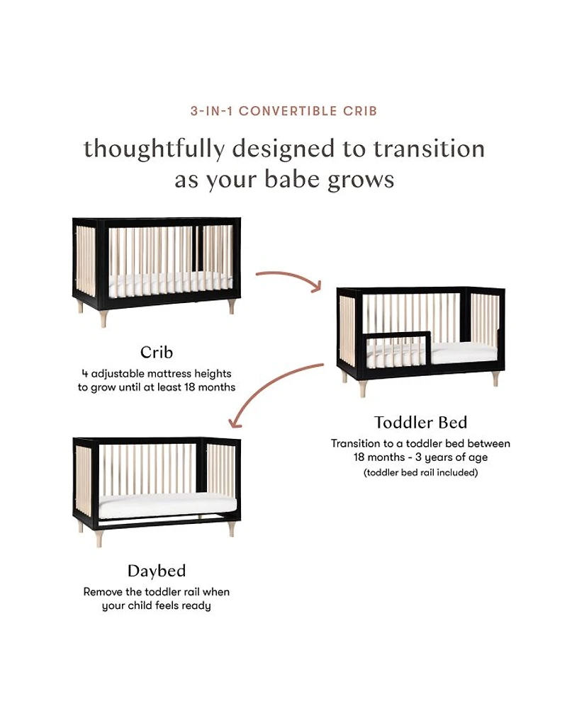 Lolly 3-in-1 Convertible Crib with Toddler Bed Conversion Kit