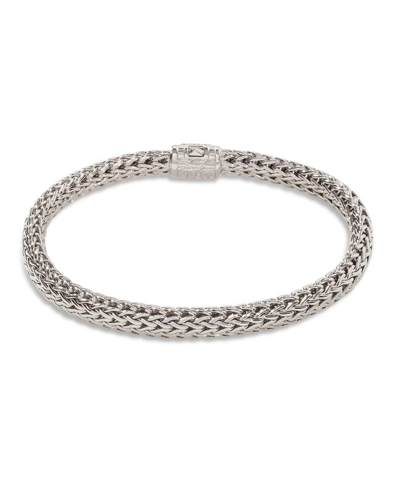 Classic Chain Sterling Silver Bracelet with Diamond Pavé