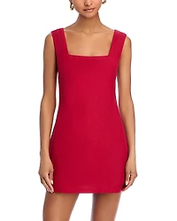 French Connection Birdie Linen Blend Square Neck Dress