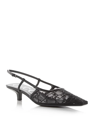 GG Embellished Slingback Pumps