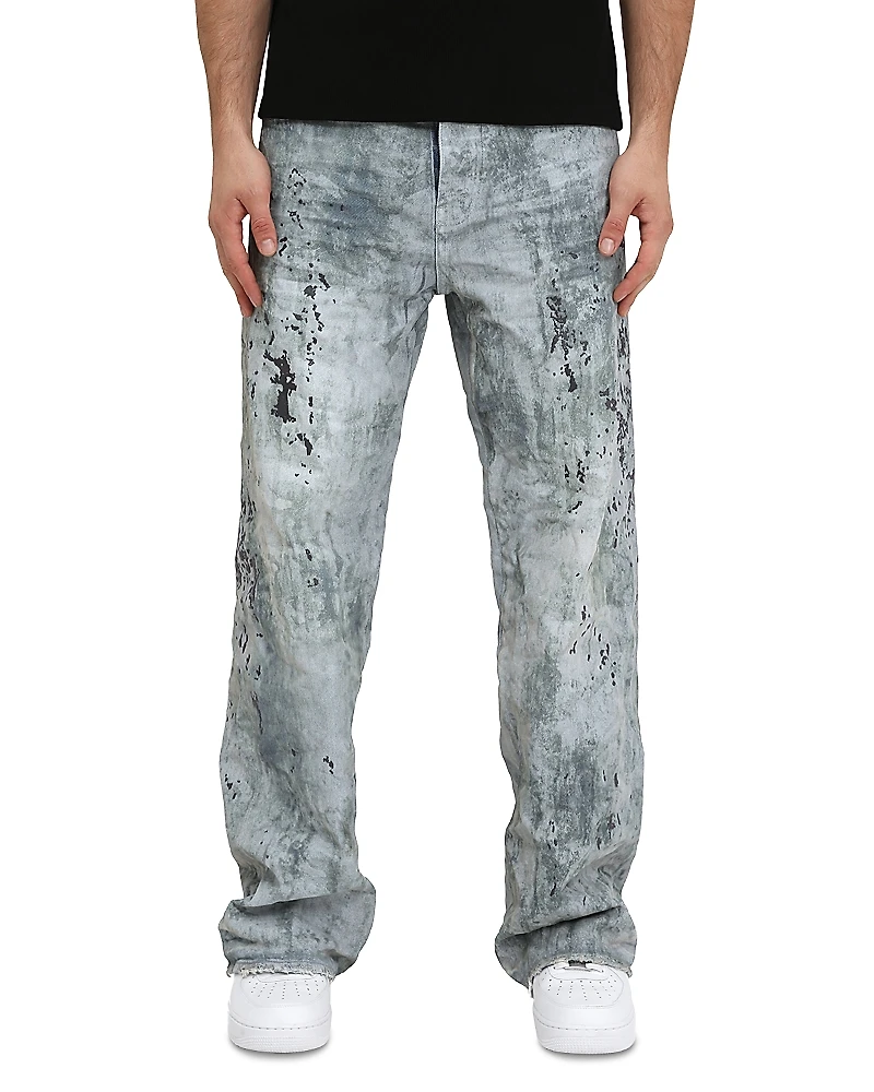 Purple Brand Worn Embroidered Camo Baggy Fit Jeans