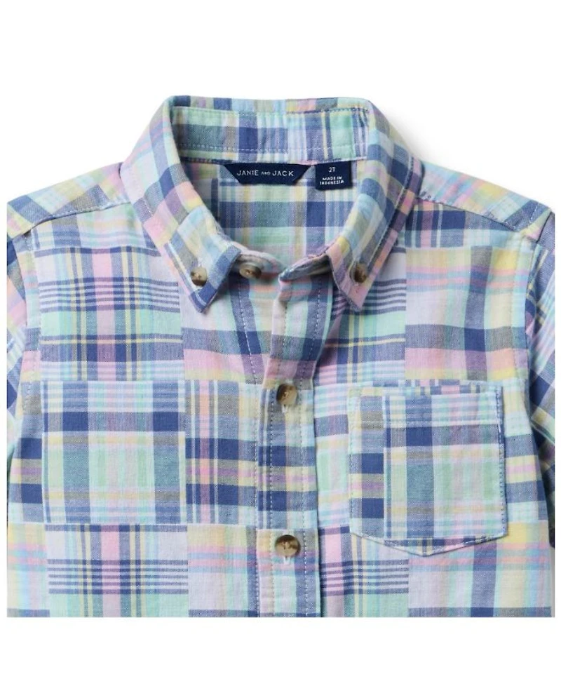 Unisex the Plaid Patchwork Shirt - Bby, Little Kid, Big Kid