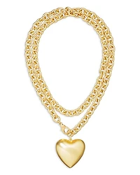 Puffy Heart Pendant Necklace, 34"