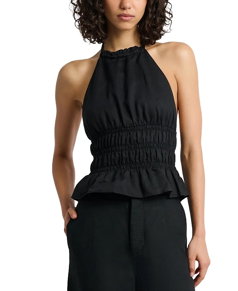Onia Air Linen Smocked Halter Top