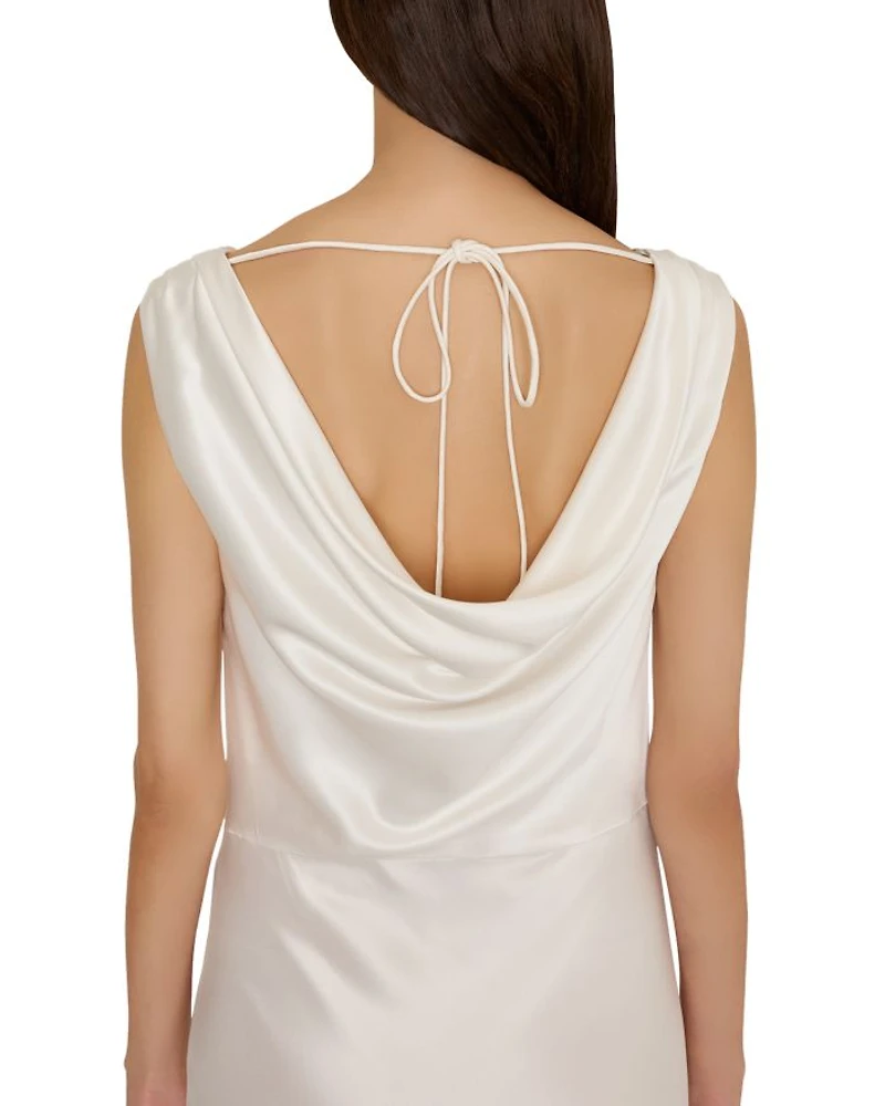 Hammered Satin Cowl Neck Gown