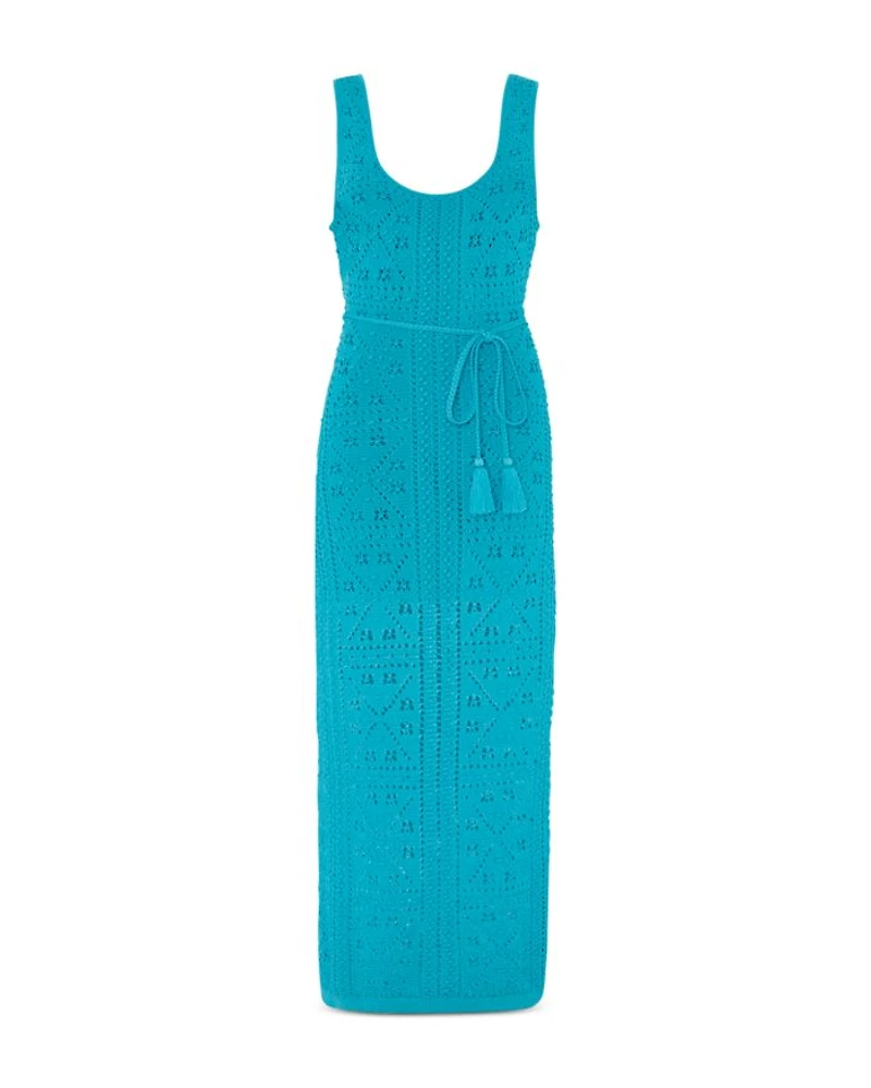 Bubble Pointelle Knit Midi Dress
