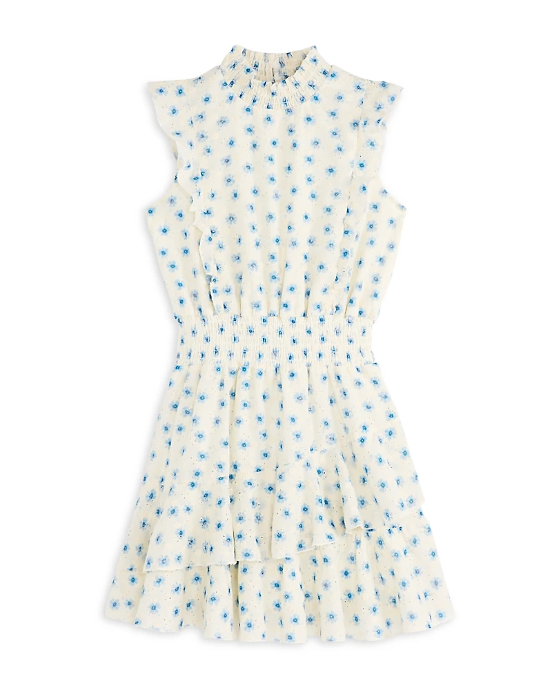 Aqua Girls' Cotton Voile Eyelet Print Dress, Little Kid, Big Kid - Exclusive