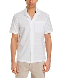 Michael Kors Short Sleeved Voile Dobby Check Relaxed Fit Button Down Shirt