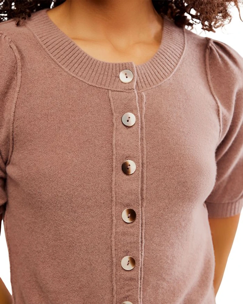 Isla Wool Blend Solid Short Sleeve Cardigan