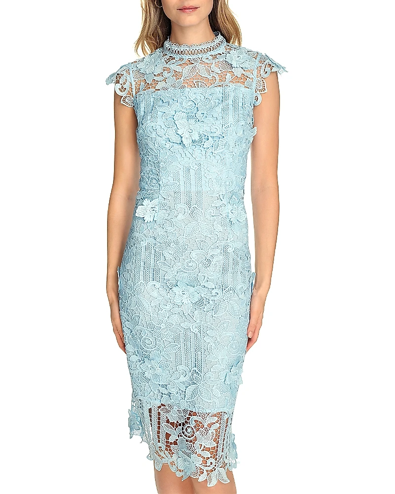 Eliza J Lace Mock Neck Sheath Dress