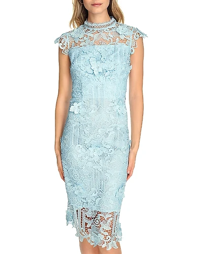 Eliza J Lace Mock Neck Sheath Dress