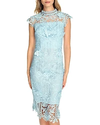 Eliza J Lace Mock Neck Sheath Dress