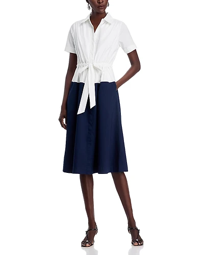 T Tahari Short Sleeve Button Down Colorblock Dress