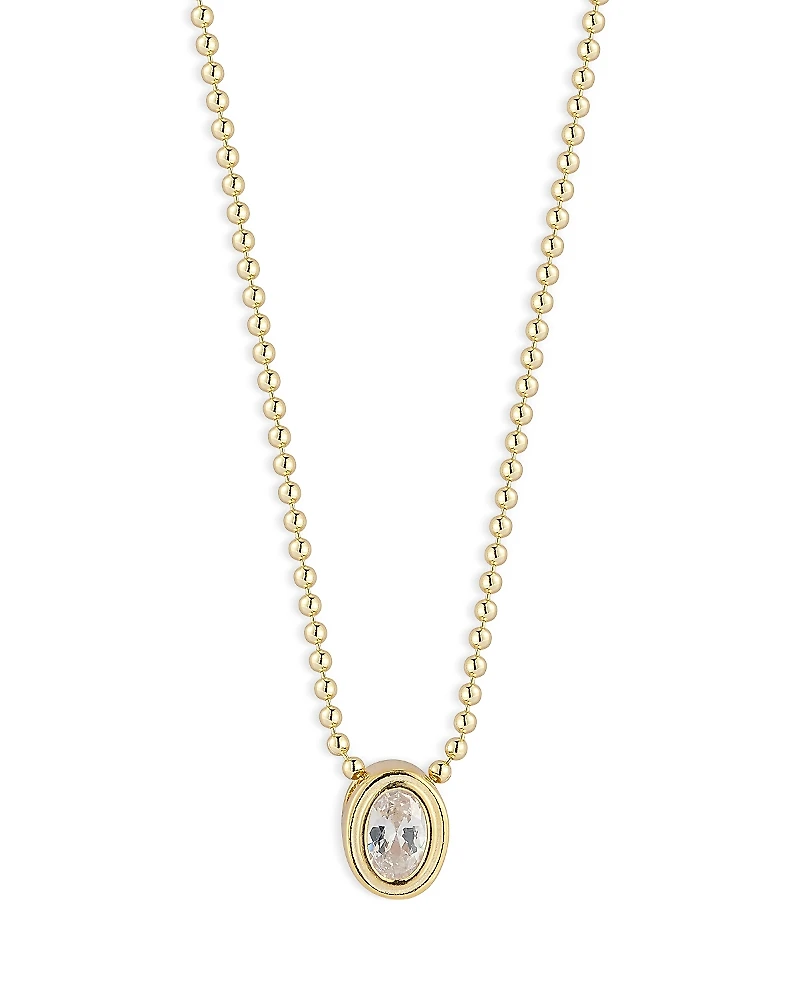 Aqua Oval Solitaire Ball Chain Necklace, 16-18- Exclusive