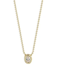 Aqua Oval Solitaire Ball Chain Necklace, 16-18- Exclusive